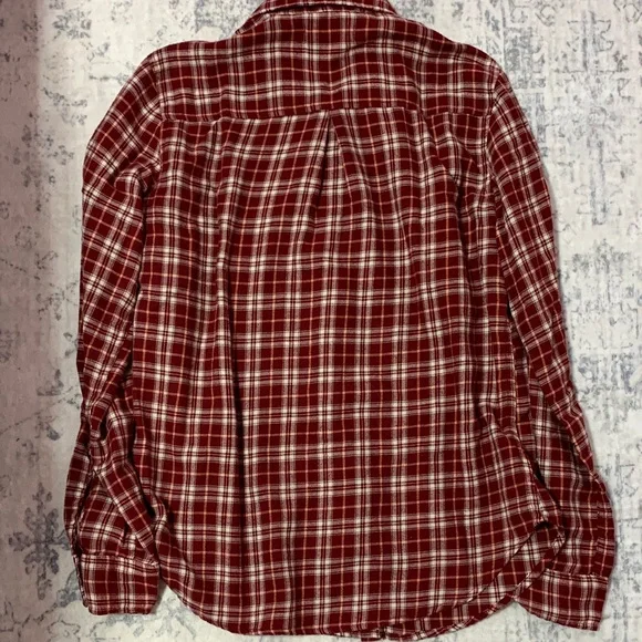 Hollister Maroon and White Checkered Plaid Shirt S - Picture 3 of 4